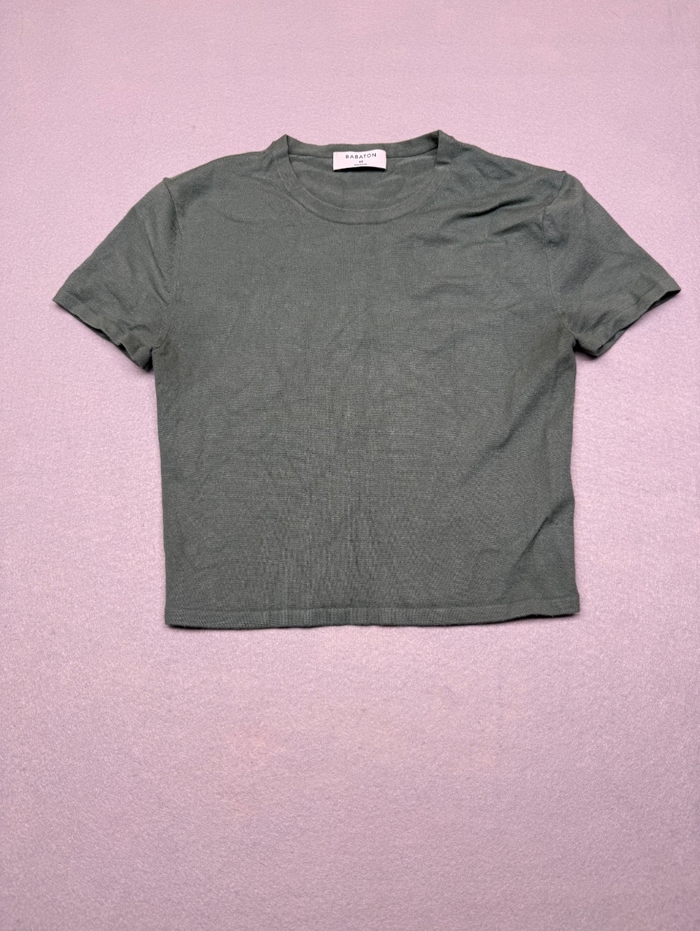 Babaton Williamsburg Knit Baby Tee Women's XS Gallery Green